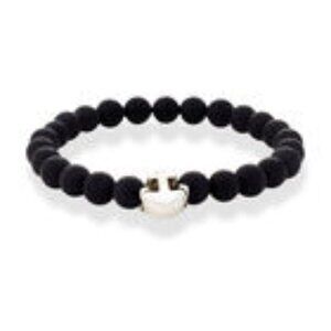 Jean Claude | Black Agate/Silver Anchor Bracelet